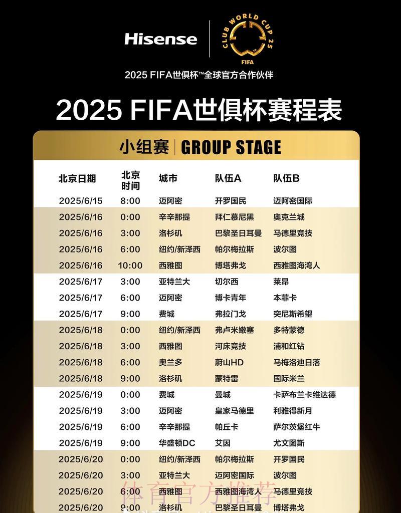 世界杯热门赛事直播时间完整赛程表