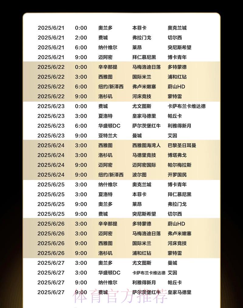 世界杯热门赛事直播时间完整赛程表